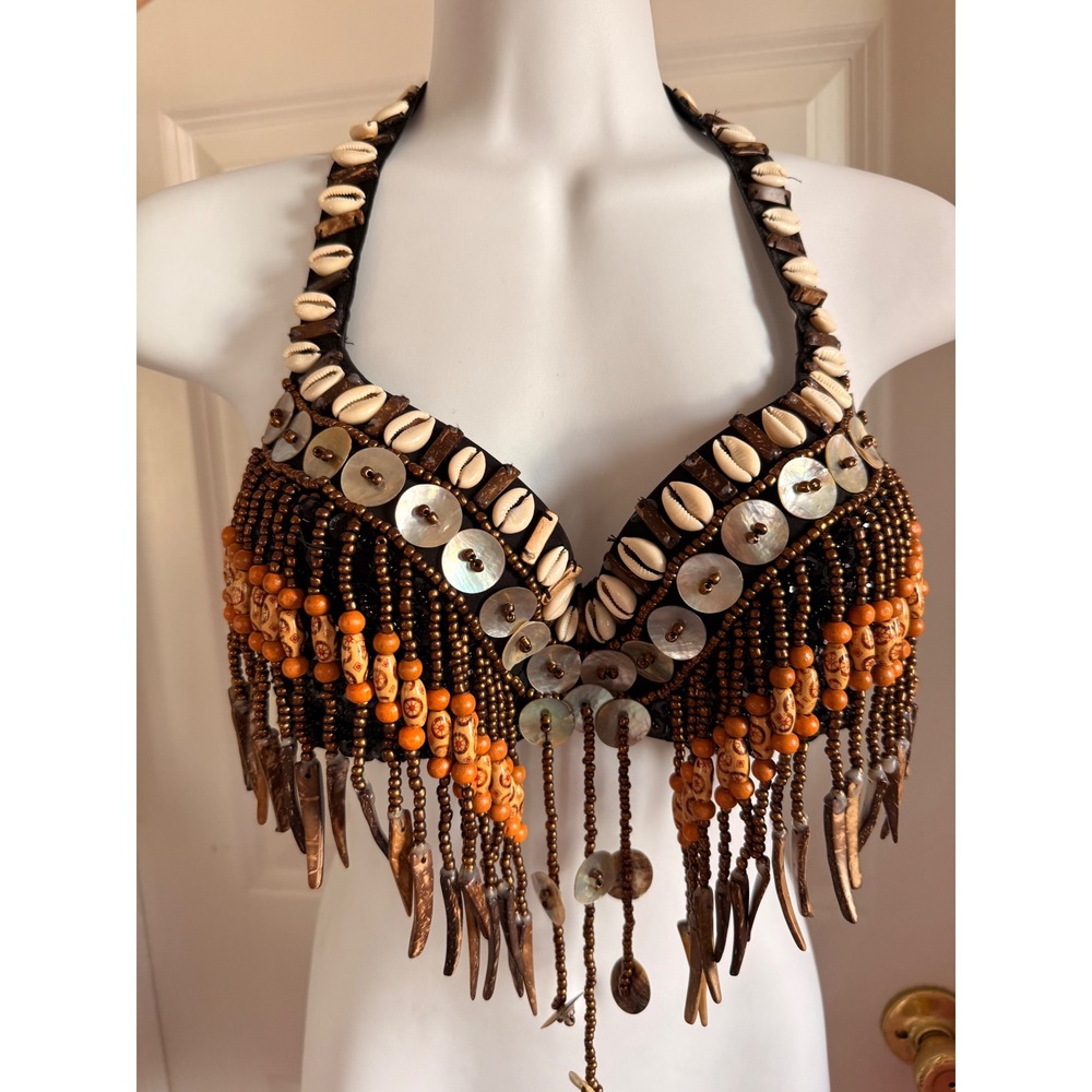 Beaded Belly Dance Halter Bra Top with beautiful details